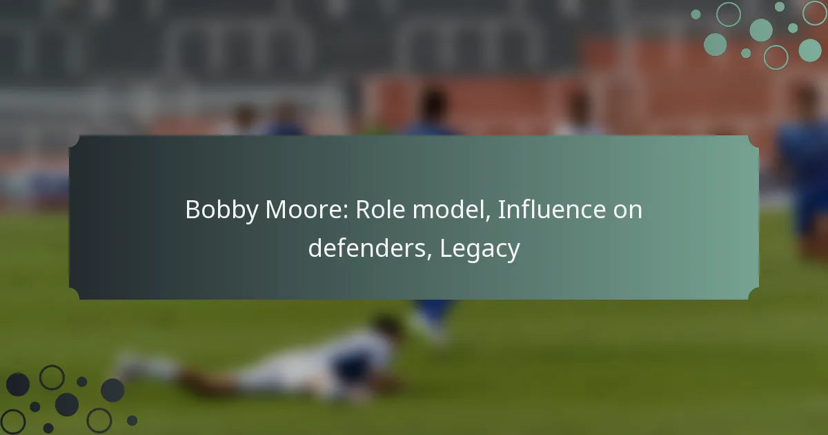 Bobby Moore: Role model, Influence on defenders, Legacy